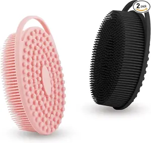 Soft Silicone Body Scrubber 2‑Pack 2‑in‑1 Silicone Shower Loofah & Exfoliating Body Brush for Sensitive Skin Gentle Exfoliation Deep Clean & Rich Lather Hygienic Quick‑Dry Spa Bath Accessory