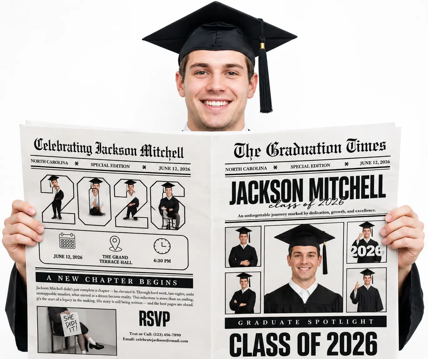Graduation Newspaper – Personalized Graduation Announcement & Photo Prop
