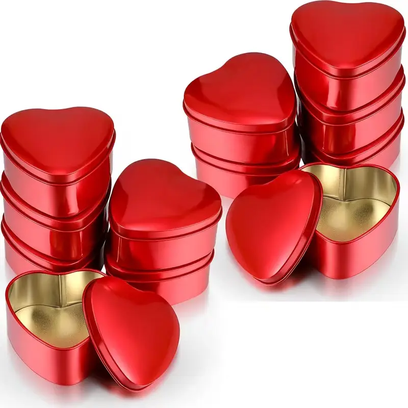 Gift for Her/him 10-Pack Heart-Shaped Metal Gift Box Set with Lids, Glossy and Romantic Containers for Chocolates and Jewelry, Durable and Odor-Free Party Favor Boxes for Valentine's Day and Weddings