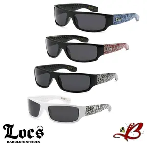 LOCS Rebel Wraps Hardcore Glossy Gangster Slim Paisley Bandana Shades Flat Top OG Cholo Classic Wraparound Fit Sunglasses in Multiple Colors Full Rim UV Protection Original Authentic Locs TikTok Shop 003