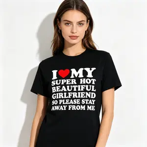 Funny Boyfriend Graphic T-Shirt - I Love My Girlfriend Quote Design, Soft Cotton Black Tee, Relaxed Fit, Great Gift For Valentine's Day, Anniversaries & Birthdays