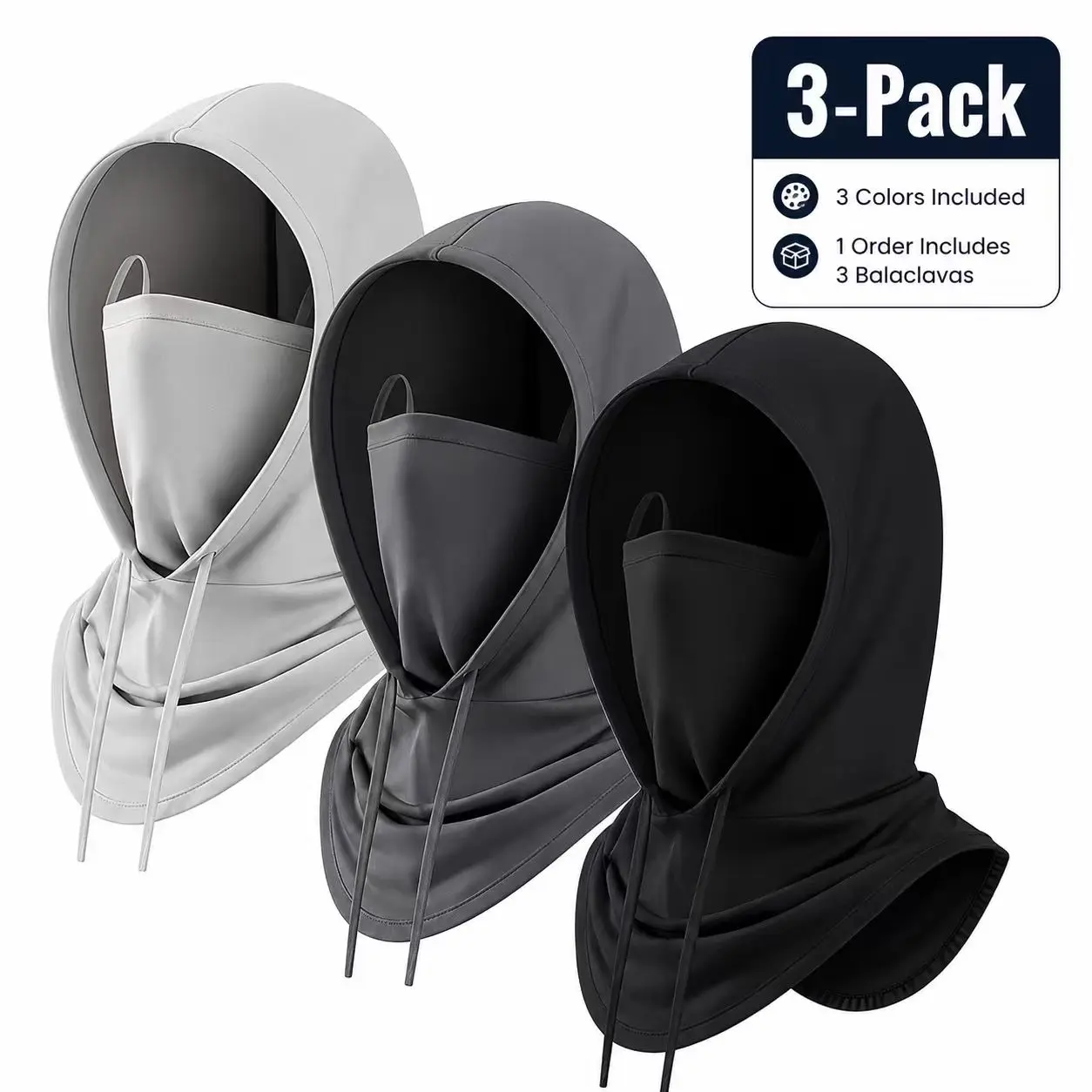 3 pcs Summer Cooling Sun Protection Hood with Unisex Face Cover, Breathable Balaclava for Cycling, Fishing, Hiking and Motorcycle