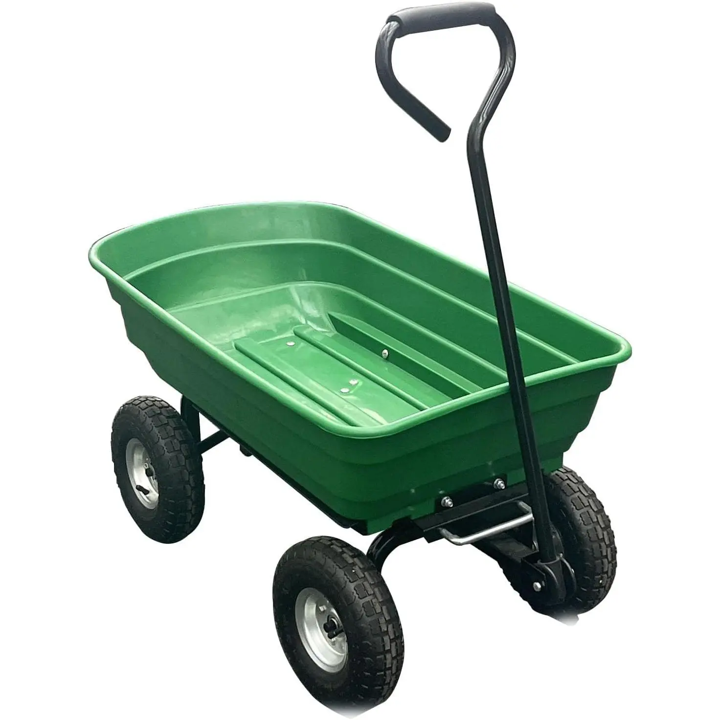 Heavy Duty Cart Garden Wheelbarrow - 272 kg Capacity, 4 Pneumatic Tyres with Metal Rim, Plastic Tub, Multifunctional Carrying Aid