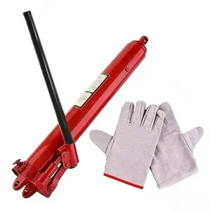 8 Ton Capacity Hydraulic Ram Jack – Long Stroke Manual Cylinder with Single Piston Pump – Heavy Duty Engine Hoist Tool for Car & Truck Repair – Free Gloves Included