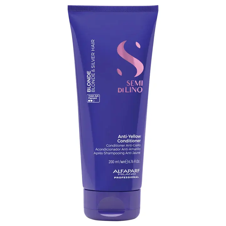 Alfaparf Milano Semi Di Lino Violet Anti-Yellowing Hair Dye Conditioner - Haircare for Blonde Hair, UV Sun Protection, Hydrates, Boosts Moisture, Enhances Glow, 20 ml/0.676 fl.oz., Cosmetic, Hair Glow
