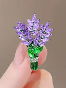 Lavender Design Brooch, Rhinestone Decorated Brooch, Fashion Accessories for Women & Men, Trendy All-match & Exquisite Brooch for Birthday Gift