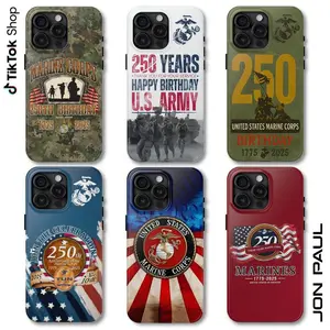 The United States Marine Corps 250th Birthday Phone Case, 250 Year Anniversary Marine Corps Collection Phone Cover, USMC Patriotic Tun Tavern 17 Air Pro Max