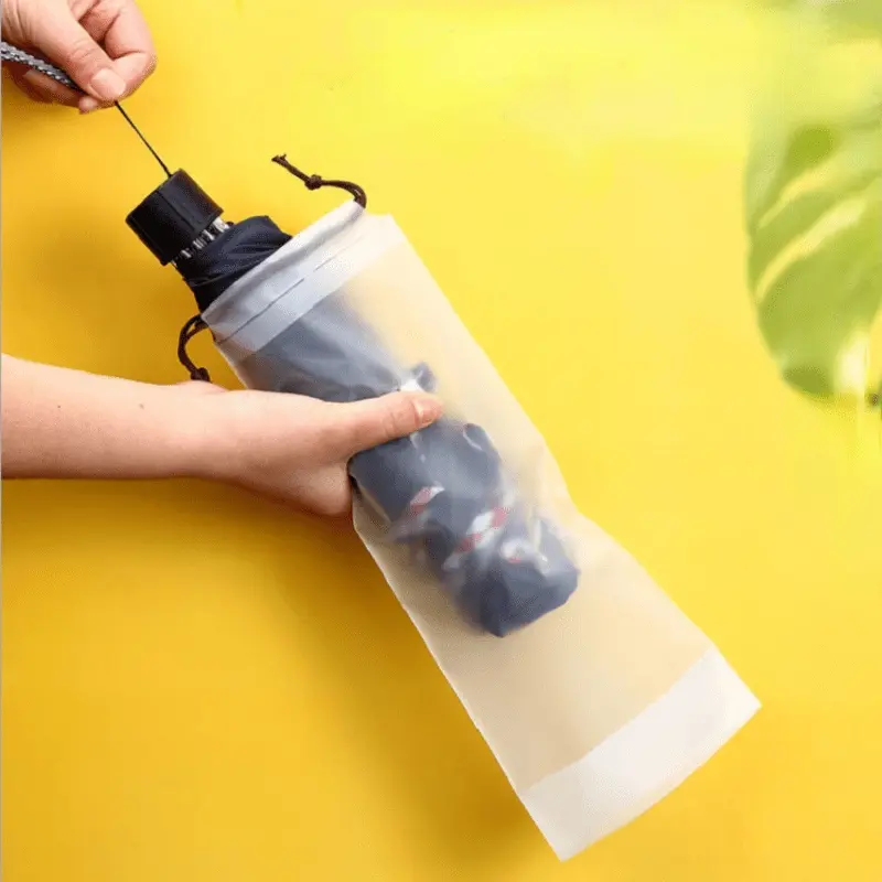 Plastic Bag Matte Translucent Umbrella Storage Bag Reusable Portable Umbrella Drawstring Storage Cover Home Storage Organizer Durable Plastic Organizers