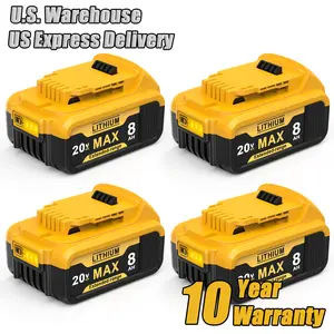 4Packs 8000mAh Replacement for Dewalt 20V Battery Lithium-ion MAX DCB200 DCD/DCF/DCG/DCS Series Max XR Cordless Tools DCB180 DCB206 DCB206-2 DCB200 DCB204 DCB204BT-2 DCB203 DCB201 DCB207