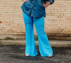 Jade Blue- Basic Flare Pants Plus Sized