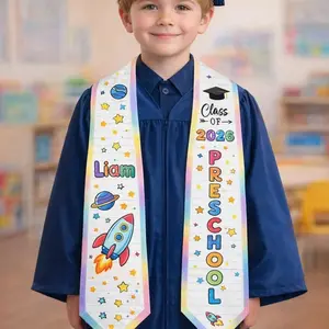 Personalized Graduation Sash for Kids, Custom Kindergarten Stole, Name Preschool Grad Outfit Class of 2026, Pencil Boy Girl Pre-K Grad Gift