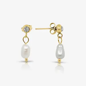 EVRY JEWELS Gold or Silver Plated Women's Hypoallergenic Enchanted Pearl Earrings