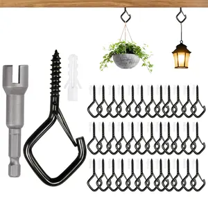 20/35pcs Q-Shape Hooks with Safety Lock, Drill Eye Design, Multi-Purpose Home Storage, Essential Christmas Decorations
