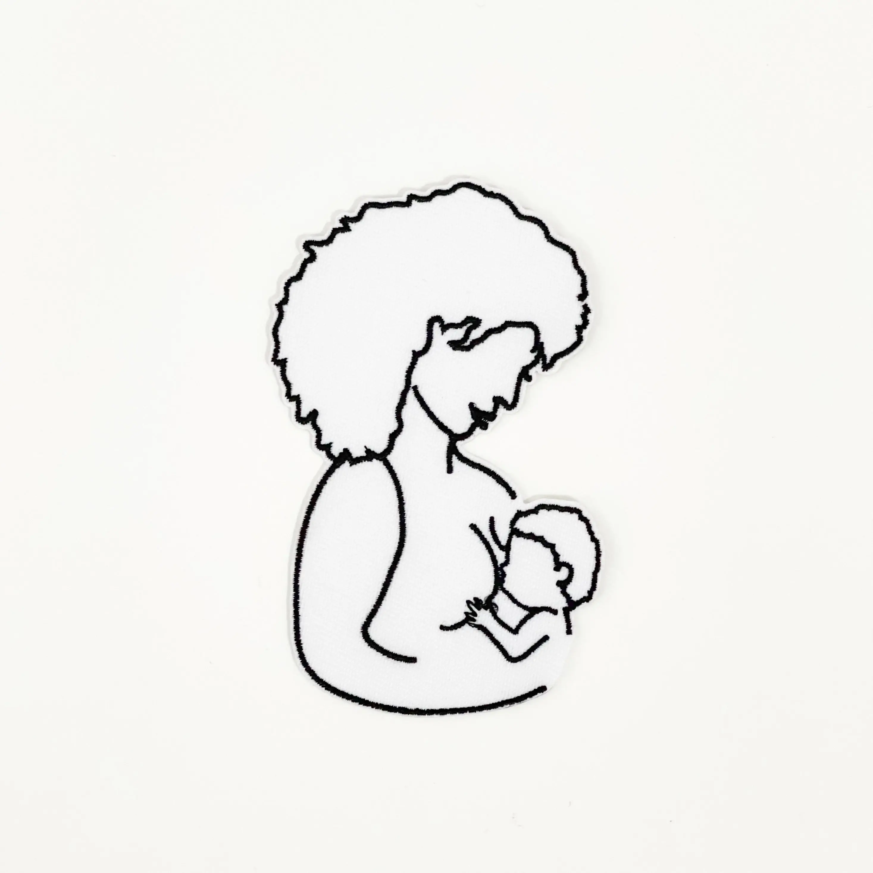 Curly Breastfeeding Mama Iron On Patch