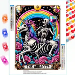 Skull Diamond Art Kits For Adults, Tarot Card Diamond Painting For Beginners, DIY Full Rhinestone 5D Gothic Design Diamond Painting Kits (Gemstone Craft), Home Wall Decoration, Diy Crafting Kit, Home Decor Focus, Handmade Gifts