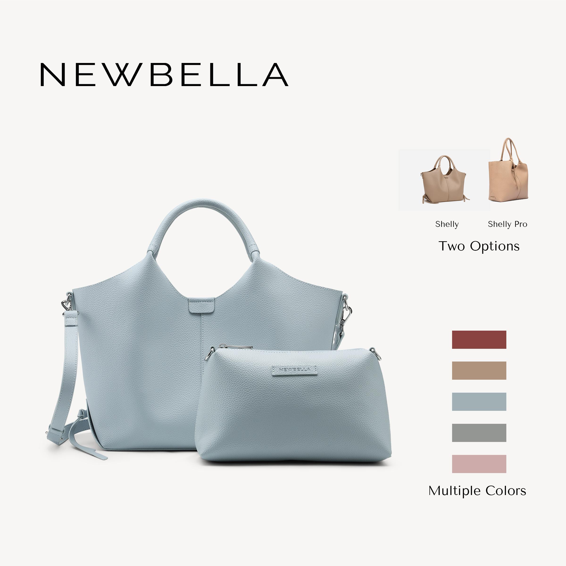 NEWBELLA Shelly Women's 2-Piece PU Leather Top-Handle Tote Bags - Spring New Arrival, Large-Capacity Minimalist Solid Color Waterproof Work Bag, Everyday Pu Tote Satchel