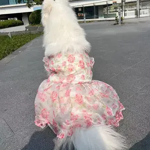 Cute Pet Valentine's Day Mesh Rose Dress, Princess Style Dog Clothes for Medium to Large Dogs, Border Collie Golden Retriever Samoyed Labrador, Husky Clothes