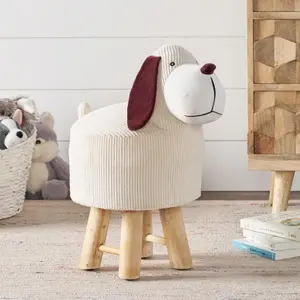 Cute Animal Footstools, Dog Footrest Ottoman with Soft Padded Cushion and Non-Slip Feet, Kids & Adult Pouffe Footstool for Bedroom, Living Room or Entryway,Gift for Kids