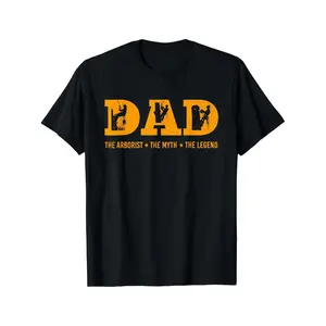 Humorous Dad Arborist Myth and Legend Cotton T-shirt Ideal Fathers Day Casual Crew Neck Short Sleeve with Slight Stretch Fabric Geometric Pattern for Men