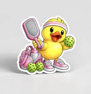 Pickleball Rubber Duck Sticker, Sport Paddle Duck Decal, Waterproof Vinyl