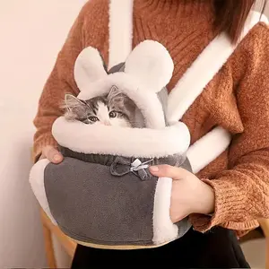 Portable Winter Warm Cat & Small Dog Backpack with Soft Fleece Lining, Ergonomic Design & Safety Harness System - Cozy Pet Carrier Backpack with Storage Pocket & Secure Buckles for Travel, Outdoor, Shopping - Ideal Christmas Gift for Small Cats & Dogs -