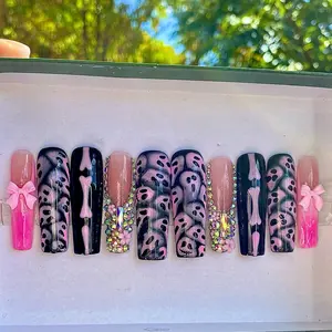 Boo Szn | Luxury Press On Nails | Ghost Nails | skeleton nails | Halloween Nails | Nail Care Manicure - Set of 10 False Nails - Nail Polish, Gel