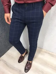 Elegant Men's Plaid Checked Business Pants, Comfortable Breathable All-Season Casual Business Long Pants, Slim Fit Fashion Male Trousers, Classy Trousers, Casual Business Bottoms