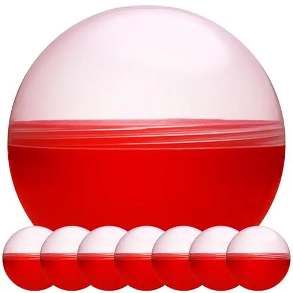 A-Sonic XS68805 Translucent Red Plastic Round Sphere Containers - 7-Piece Large 4.7 in. Jumbo Christmas Decor Ornaments, Party Favor Craft Supplies