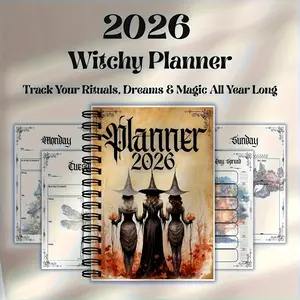 2026 Witch Planner Book, Gothic Magic Diary for Rituals, Dream Tracking, Gratitude, Emotions & Reflection, Undated A5 Wiccan Notebook