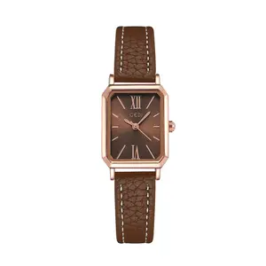 Women's Rectangle Watch Roman Numeral Leather Strap Waterproof Quartz Analog Watch Elegant Dress Timepiece for Gift & Daily Wear