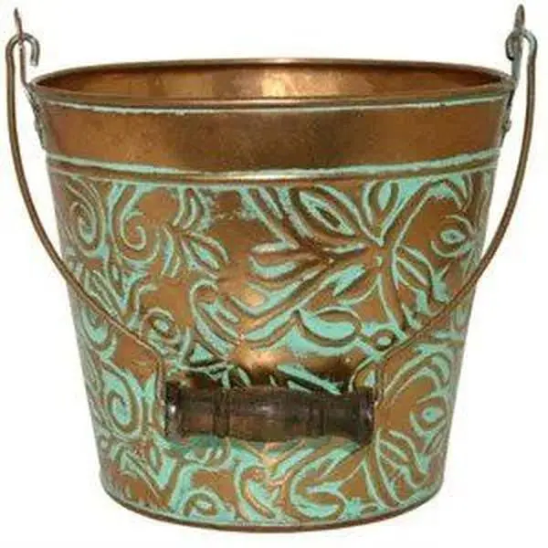 212 MAIN 12 in. Vintage Copper Metal Patio Planter with Handle, Outdoor Planter for Home Improvement and Garden Supplies, Outdoor Planters