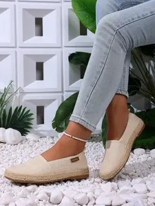 Women's Flat Shoes, Hemp Rope Sole, Lightweight Comfortable Footwear, Casual Walking Shoes, New Fashion Women's Flat Sneakers, Lightweight Flats, Slip On Flats