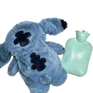 Cute Animal Plush Hot Water Bottle with Super Soft Fleece Cover for Menstrual Cramps Pain Relief & Neck Shoulder Back Warmth,  Christmas Gift for Women Girls Kids