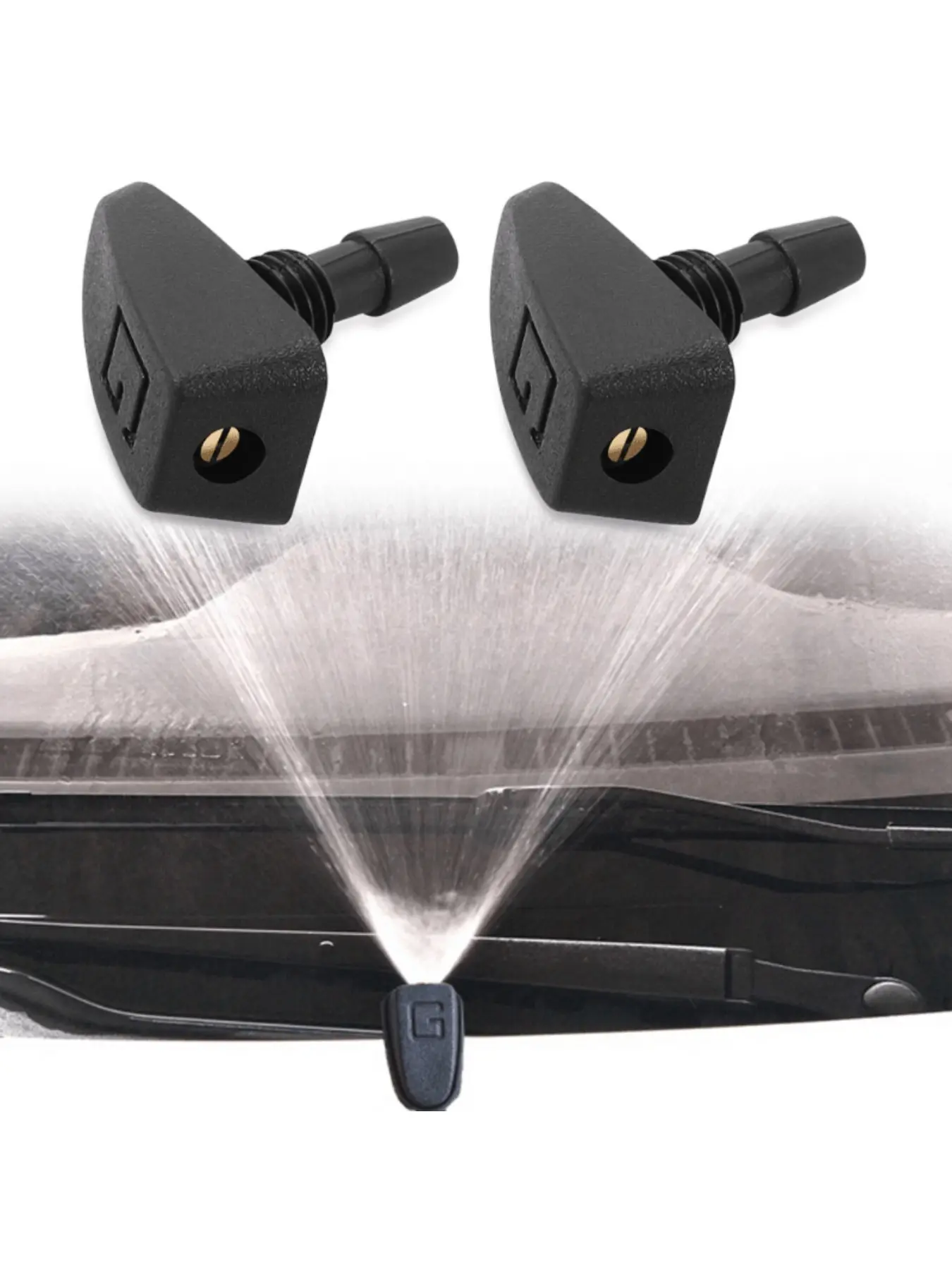 2 Pcs/Set Car Universal Front Windshield Wiper Nozzle Jet Sprayer Kits Sprinkler Water Fan Spout Cover Washer Outlet Adjustment Car Wash Accessories