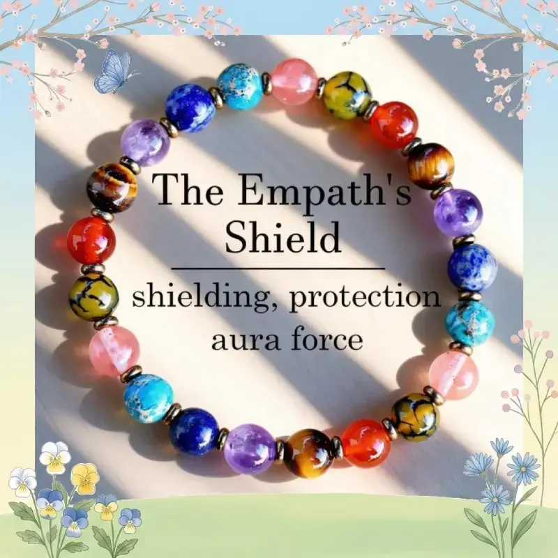 The Empath's Shield Crystal Healing & Protection Bracelet – Natural Semi-Precious Stone Dragon Vein Agate Carnelian Tiger’s Eye Lapis Lazuli Rose Quartz & Amethyst 8mm Beads| Chakra Balancing Jewelry| Colorful Unisex Gift