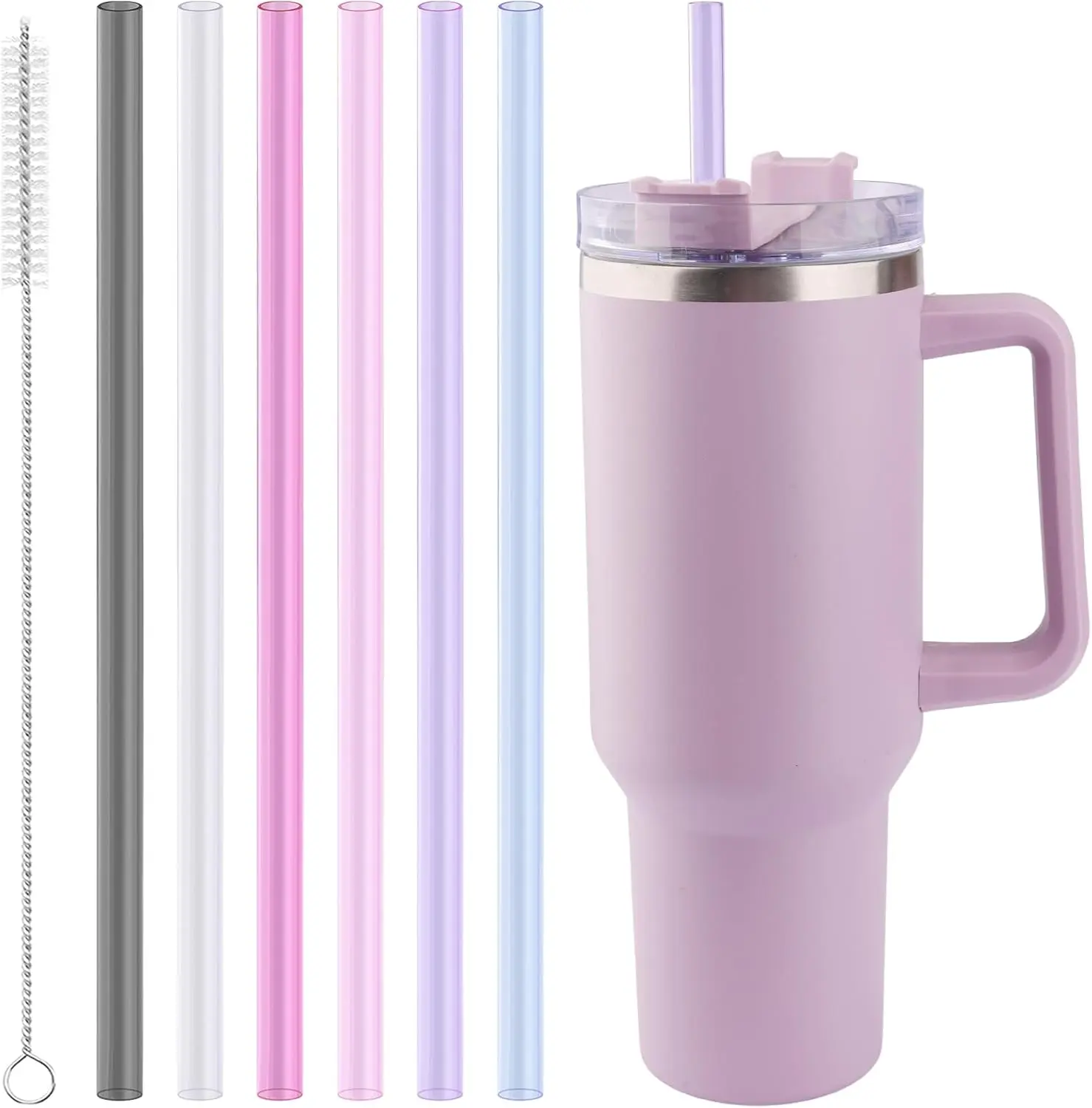 Replacement Straws for Stanley Quencher 40oz Tumbler, 6 Pack | 12 Inch Tritan Replacement Straws, 40 oz Tumbler Accessories, Reusable Plastic Drinking Straws