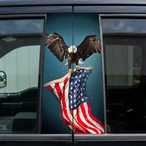 American Flag Eagle Personalized Creativity Vinyl Waterproof and Sunproof Car B-Pillar Sticker Custom Design for Window Truck Door Trim and More Decal