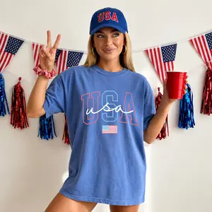Comfort Colors USA Shirt, 4th of July Women’s Tee, Patriotic American T-Shirt, July 4th Outfit, Soft Cotton Fabric Crewneck Tee