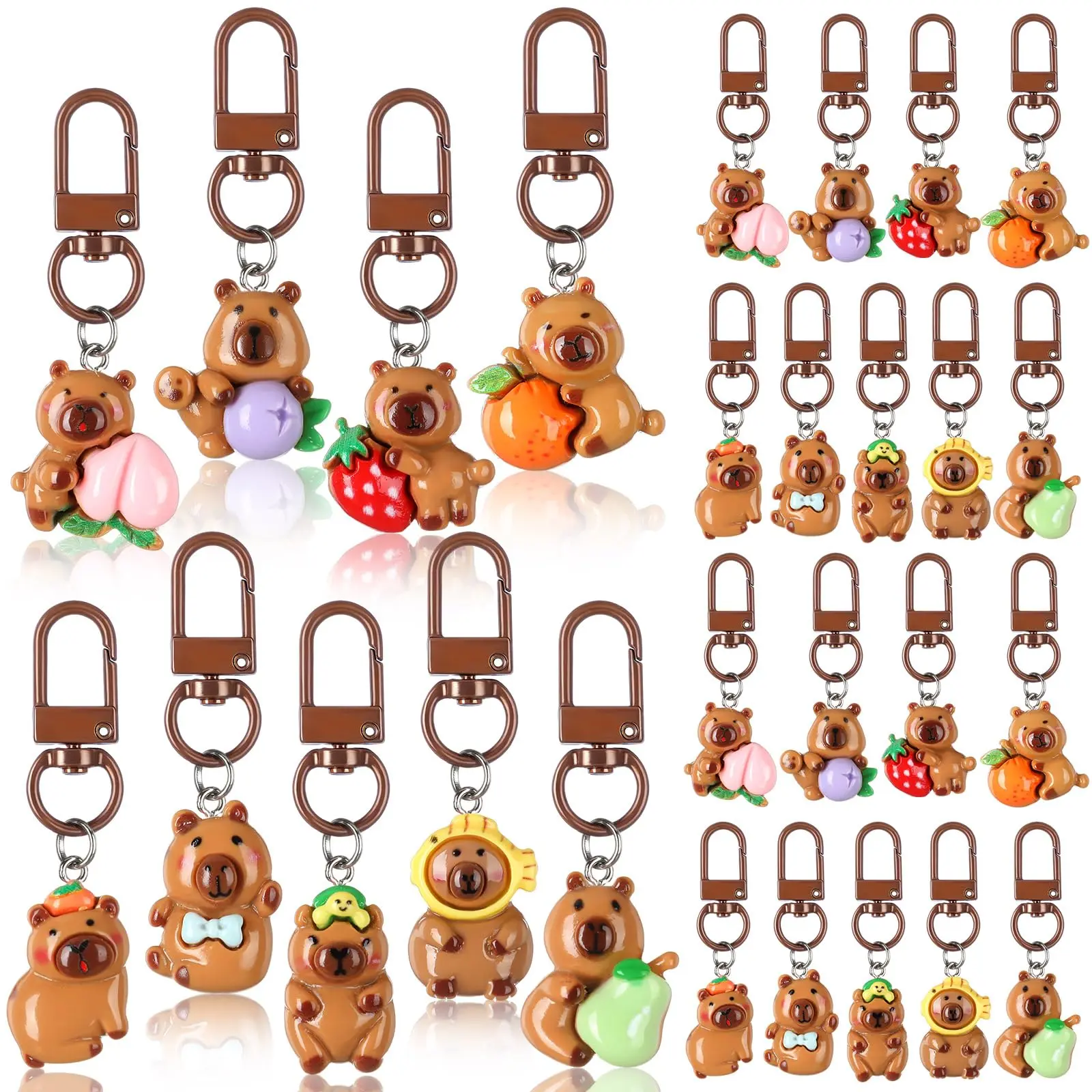 Cute Capybara Keychains Set, Keychain Pendant, Animals Keychain Decor, Kawaii Style Resin Charms for Bags & Keys, Perfect Gift for Women & Girls, Ideal for Birthdays & Holidays, Keychain Included