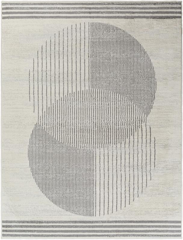 Livabliss FSA2377-67RD Minimalist Lines Modern Abstract Round Rug, 6ft7in x 6ft7in Machine-Woven Floransa Multi-Color Rug for High-Traffic Indoor Use, Modern Abstract Rug