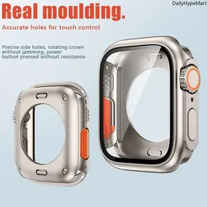 Shockproof Apple Smart Watch Protective Case, Tempered Full Coverage Screen Protector, Wearable Protection Accessory for 40-45mm Apple Smart Watches