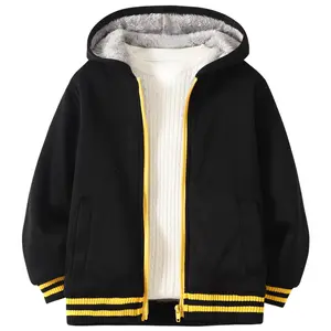 Boys fall and winter fashion warm fleece coat 4-12-year-old boys winter hooded windproof skin-friendly daily outdoor children's wear