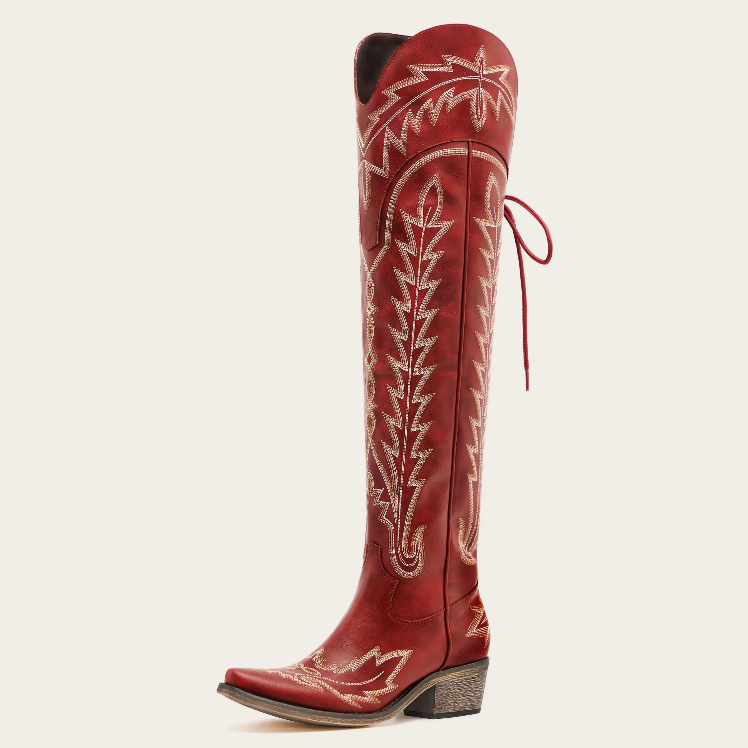 Embroidered Cowgirl Boots Over the Knee Chunky Heels Western Fashion Thigh High for Women Stylish Durable Construction