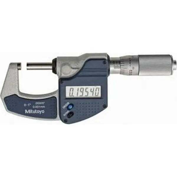 Mitutoyo Electronic Outside Micrometer (293-832-30) - 1" Max Measurement, Solid Carbide Face, 0.000050" Resolution, 0.000100" Accuracy, Friction Thimble for Automotive & Motorcycle Repair Tools