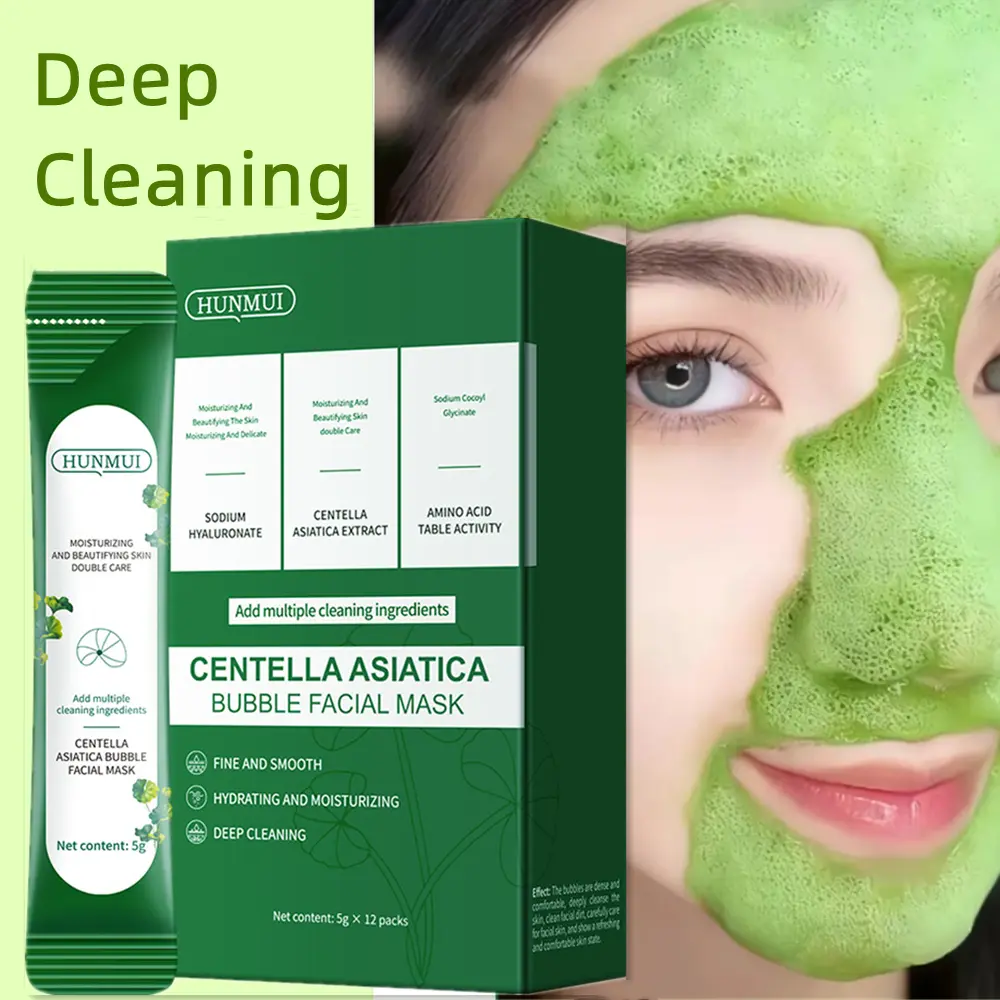 Centella Asiatica Amino Acid Bubble Face Mask Multi-Pack (12 Single Sachet Travel Size) - Deep Cleanse, Moisturize, Hydrate, Skin Repair, Plump, Pore Care for Radiant Complexion, All Skin Types, Ideal for At-Home Spa Night, Radiant Skin