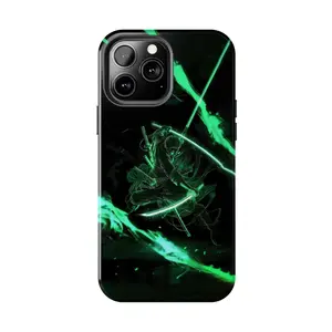 Roronoa Zoro Anime Case for iPhone 17-7 Pro Max Plus & Samsung Galaxy S25-S21 Ultra Plus - Neon Green Sword Energy Aesthetic Phone Cover unisex