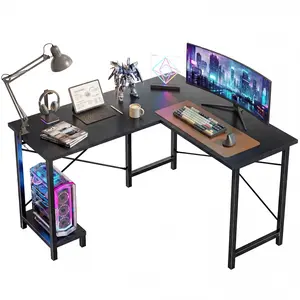 L Shaped Computer Desk with Reversible CPU Stand & Side Storage Bag – Spacious Workspace for Multiple Monitors – Sturdy Metal Frame with Waterproof Desktop – Easy Assembly for Home Office & Gaming Room