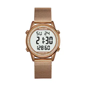 Step Counter Pedometer Watch with Stainless Steel Bracelet, Stylish Design, No App, No Charging Needed for Step, Calorie, Distance, Alarm, Countdown Timer，TU-2401