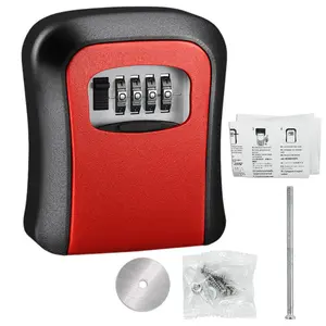 Security Outdoor Full Metal Key Safe Box 4-Digit Lock Wall Mount w Screws Heavy-Duty for Realtor Use Password Keys Storage Home Airbnb Beach Gift for Men