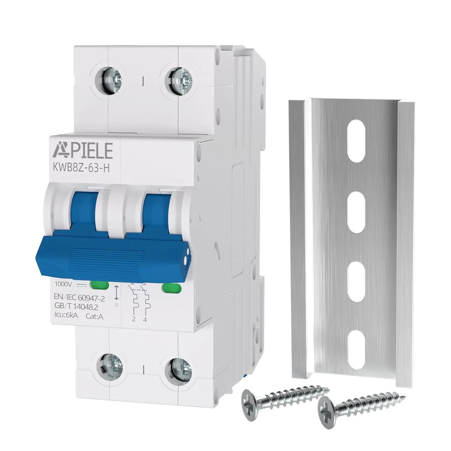 2-Pole 10A 1000V DC Compact Miniature Circuit Breaker, Built-in Arc Extinction Magnetic Field, Overload Safe, 36mm DIN Rail Mount for Solar Photovoltaic Systems & Electrical Equipment Control/Isolation